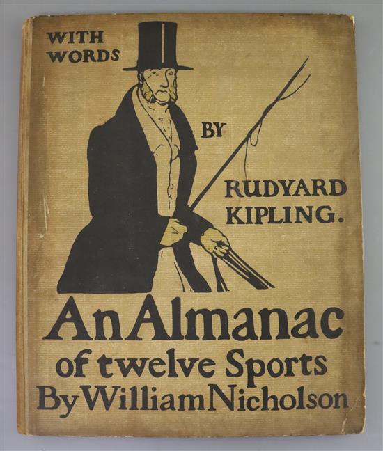 Nicholson, William - An Almanac of Twelve Sports, text by Rudyard Kipling, qto, cloth, William Heinemann,